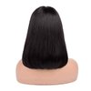 SQPLXK Short Bob Human Hair Wigs with Bangs None Lace Front Wigs Brazilian Straight Hair Machine Made Bob Wig for Black Women Natural Color 8 Inch