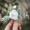 Fangsen Silver Wedding White Flower Hair Comb Boho Floral Hair accessory for Women and Girls