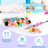 Vodolo Silicone Hair Beads for Kids Girls Braids,50 PCS Soft Colorful Silicone Hair Beads,Pony beads Bulk Hair Accessories for Braids,Small