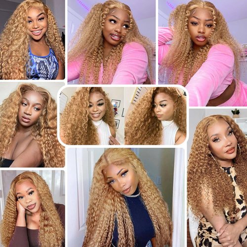 #27 Human Hair Bundles Blonde Water Wave Human Hair Bundles Honey Blonde Human Hair 3 Bundles 14 16 18 Inch Blonde Wet and Wavy Bundle Human Hair Extensions