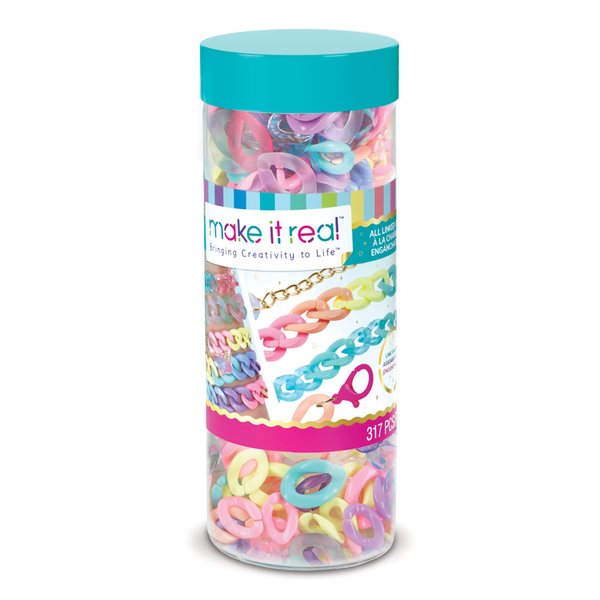 Make It Real All Linked Up Bracelet Making Kit - DIY Charm Bracelet Making Kit for Girls - Kids Bracelet Making Kit for Teen Girls - Jewelry Making Kit for Girls 8-12 - Craft Kit Gifts for Girls
