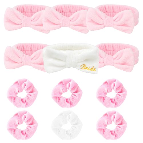 CIEHER 12 Pcs Hair Accessories - 6 Spa Headbands + 6 Velvet Hair Scrunchies, Bachelorette Party D...