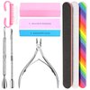3pcs Double Sided Rectangular Nail File and Buffer, Buffer Block Sponge Polished, Nail Brush, Come with Cuticle Nipper and Pusher, Perfect Manicure Tool Kit for Shiny Nail