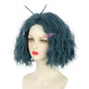 yuehong Short Dark Green Curly Wig Anime Wig Halloween Cosplay Costume Wig for Women with Purple Hairpins(Adult)