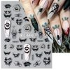 5D Halloween Nail Art Sticker Embossed Horror Ghost Nail Decals Flame Skull Self-Adhesive Nail Sticker Spider Web Bat Evil Eye Nail Design Stickers Scary Skeleton Devil Nail Supplies for Women 8Sheets