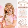 8pcs 14th Birthday Decorations for Girls, Including 14 year old Birthday Cake Topper, Birthday Queen Sash with Pearl Pin, Sweet Rhinestone Tiara Crown, Number Candles and Balloons Set, Rose Gold