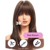 Getshow Dark Brown Wigs for Women layered Straight Wig with Bangs Natural Synthetic Hair