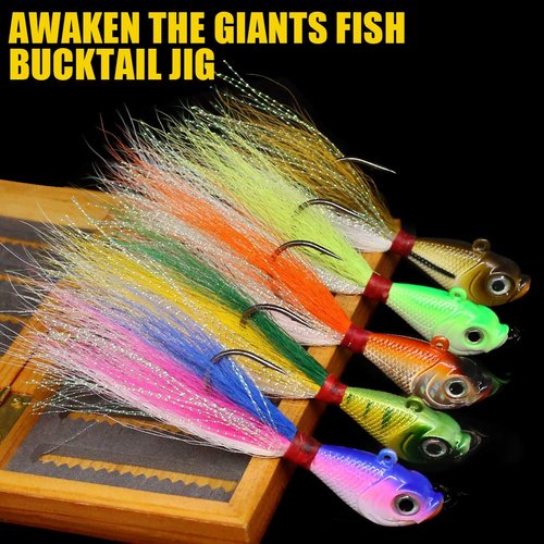 Bucktail-Jigs-Saltwater-Hair-Jigs-Head -Fishing-Lures-Assorted Kit