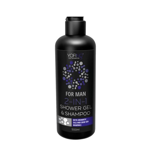 YOFING NEW GENERATION 2-in-1 Man Shampoo & Shower Gel with Dead Sea Minerals, Biotin, Castor Oil - Anti Dandruff and Anti Hair Loss Shampoo For Men