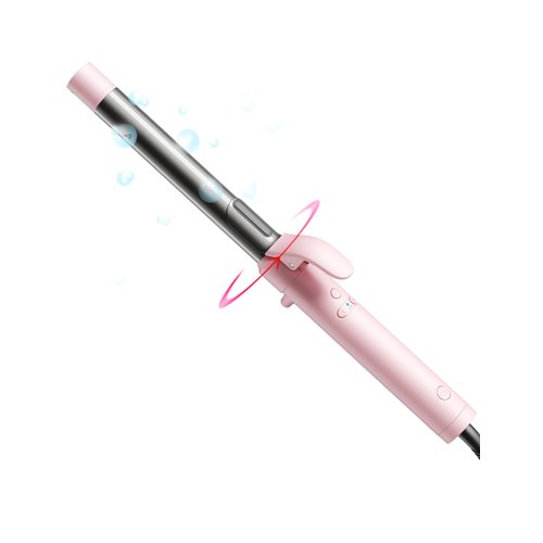 Rotating Curling Iron 1 Inch - TYMO Automatic Curling Wand for Beach Waves, 2024 Upgraded Professional Tourmaline Ceramic Auto Curler with 40M Negative Ions & 30s Heat-up for Medium/Long Hair, Pink