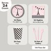 144 Piece Paris Birthday Party Decorations with Plates, Napkins, Cups, and Cutlery, Disposable Tableware Set for Kids Birthday, Girl's Baby Shower (Serves 24 Guests)