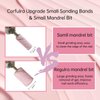 Nail Drill Bit Small Sanding Bands for Nail Drill, Corfulra Upgrade Mini Sanding Bands with 2 Mandrel Bits, 100Pcs #150#240 Grit Nail File for Acrylic Nails,Cuticle,Nail Tech Must Haves, White & Pink