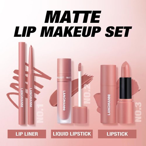 9PCS All-in-One Makeup Lip Liner, Matte Lipstick & Velvet Gloss Combo Set- 3 in 1 Long-Lasting Nude Shades - Full Coverage, Hydrating, Non-Drying Lip Kit for Soft, Voluminous Lips (01+02+03)