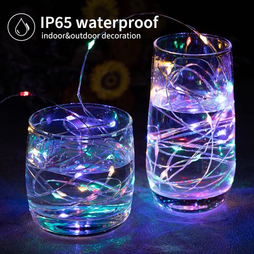 Multicolored Fairy String Lights, 40 Ft 120 Led Waterproof Starry Firefly String Lights Plug in on Silver Wire, Perfect for Crafts DIY Christmas Party Wedding Bedroom Indoor Decorations