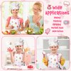 R HORSE Kid Apron and Chef Hat Set - 2Pcs Plaid Floral Adjustable Children Kitchen Apron, Dress up Role Play Chef Toy Cooking Baking Painting and Training Kit Kid Funny Cooking Birthday Gift for Girls