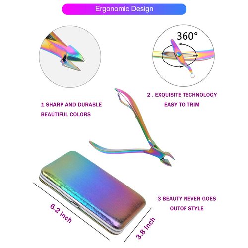 2024 Rainbow Manicure Kits 18 Pcs Nail Clippers for Women Gift SFYDOM Women's Rainbow Leather Manicure Set (18-RainbowManicure Kits)