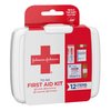J&J Red Cross First Aid To Go Mini Portable Emergency Wound Care Travel Kit with Adhesive Bandages, Gauze Pads & Wipes for Purse, Backpack, Gym Bag, Car or Luggage, 12 Count