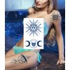 PADOUN Space Semi Permanent Tattoo, 6-Sheet Long Lasting 1-2 Weeks Temporary Tattoos Universe Sun Moon Stars Tattoo Stickers, Waterproof 100% Plant-Based Ink Infinity Realistic Fake Tattoos for