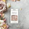 Extra Short Press on Nails Square Fake Nails with Flower Designs French Gradient False Nails Cute Small Acrylic Press on Nails Glossy Nude Pink Stick on Nails Reusable Artificial Nails for Women Girls