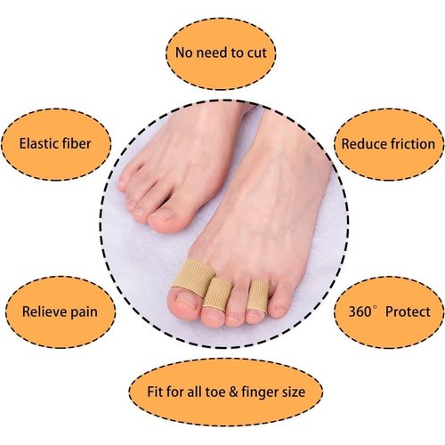 Toe Sleeve Protectors Toe Cushion Tube Soft Gel Corn Pads Protectors, 42PCS Toe Spacers for Bunion, Hammer Toe, Cushions Corns, Blisters, Calluses on Toes, Fingers, Feet, YEAJOIN (4 Size)