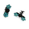 Small Decorative Hair Jaw Clips Mini Petals Rhinestone Crystal Hair Claw Clips, Set of 5, Teal