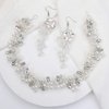 Fxmimior Bridal Silver Hair Accessories Pearl Headband Rhinestone Crystal Headpiece Flower Pearl Crystal Stud Earrings Sets Silver Wedding Jewelry Sets(Headband and Earrings)