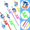 24Pcs Reusable Cute Shark Birthday Party Favors Pool Party Supplies Beach Drinking Party Straw for Shark Party Favors