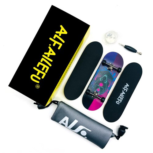 ALFAILEFU Pro Fingerboard 32mm Wooden Board Professional Finger Skateboard Trucks CNC Wheels with Bearings (Death)