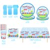 Chugga Chugga Two Two Party Supplies Train Themed 2nd Birthday Paper Plates Napkins Cups Tablecloth Knives Spoons Forks For Kids Chugga Two Two Transportation Train Party Decorations