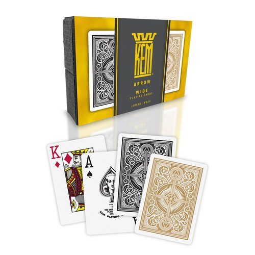 KEM Arrow Black and Gold Plastic Playing Cards, Jumbo Index, Poker Size, Premium Playing Cards, Casino Grade Poker Playing Cards, 2 Decks of Cards