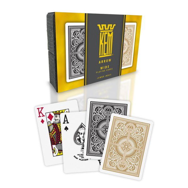 KEM Arrow Black and Gold Plastic Playing Cards, Jumbo Index, Poker Size, Premium Playing Cards, Casino Grade Poker Playing Cards, 2 Decks of Cards
