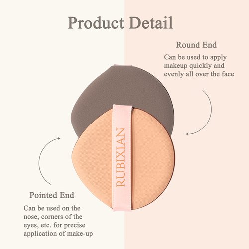 RUBIXIAN Powder Puff for Foundation, 2 Packs Air Cushion Portable Round Makeup Sponges with Air Cushion Powder Puff, Latex-free Blending Sponge and Makeup Puff for Foundation, Cream, Concealer