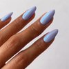 24PCS Press On Nails, Mirror Metal Stiletto Fake Nails, Almond Medium Shape, Stick on Nails, Glue on Nails False Nails (Sky Blue)