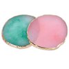 2 pcs Nail Polish palettes Resin Nail Art Palette Golden Edge Gel Nail Polish Holder Nail Tray,Makeup Display Board Cosmetic Mixing Tools (Pink and Green)