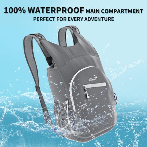 Outlander 100% Waterproof Hiking Backpack Lightweight Packable Travel Daypack(Grey)
