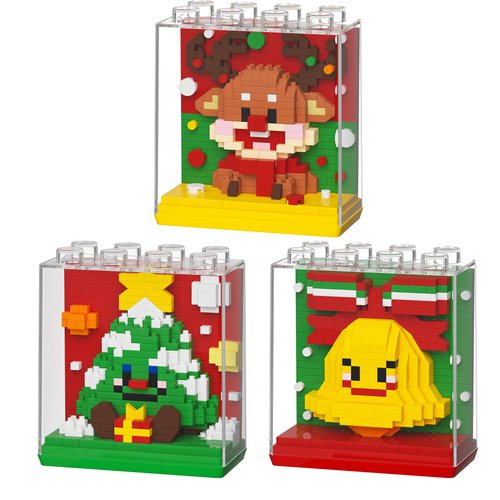 Christmas Themed Building Blocks Sets 3 in 1,Christmas Elk, Christmas Tree, Christmas Bell Playset,Micro Blocks Stacking,Christmas Stocking Stuffers for Kids, Boys, Girls, Adult (2024 New)