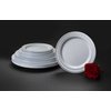 Party Essentials 12-Count Hard Plastic 6" Divine Dinnerware Disposable China Bread and Butter/Appetizer Plates, White with Silver Band