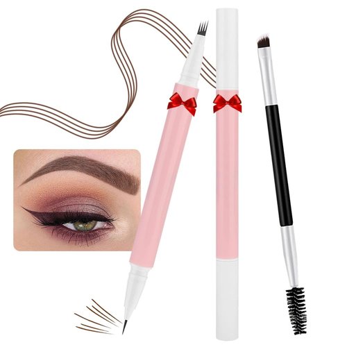 BINGBRUSH 2-in-1 Dual-Ended Eyebrow Pencil Micro 4 Point and Precise Brush - Eye Makeup Lift & Snatch Long-Lasting Waterproof Natural Eyebrow Hair (1Pc 04# Brown)