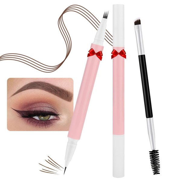 BINGBRUSH 2-in-1 Dual-Ended Eyebrow Pencil Micro 4 Point and Precise Brush - Eye Makeup Lift & Snatch Long-Lasting Waterproof Natural Eyebrow Hair (1Pc 04# Brown)
