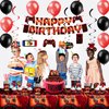 Mpanwen Red Video Game Party Supplies - 212Pcs Gamer Gaming Party Decoration For Boys Birthday Party - Table Cover, Plates, Cups, Napkins, Utensils, Hanging Swirls, Banner, Topper Serves 16 Guests