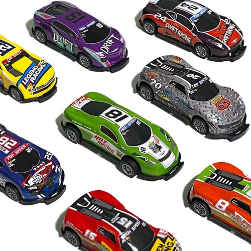 Bokoeiei 8 Pcs Pull Back Cars 3.5 inch 1:36 Flips Race Cars Toys Random Vehicles Set, Friction Powered Jumping Stunt Car Cars Toys for 5 6 7 Years Old Kids for Boys Girls