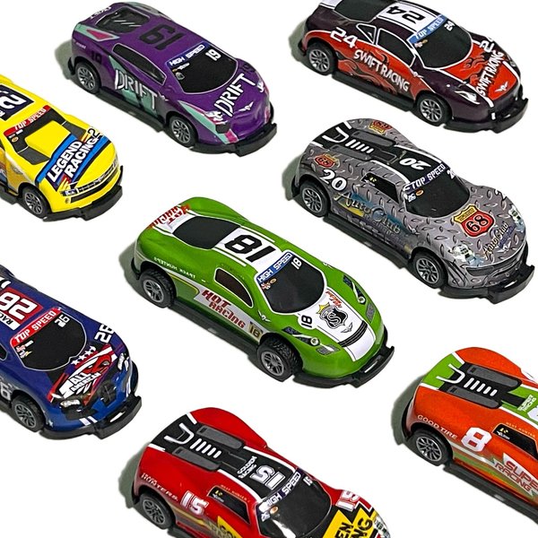 Bokoeiei 8 Pcs Pull Back Cars 3.5 inch 1:36 Flips Race Cars Toys Random Vehicles Set, Friction Powered Jumping Stunt Car Cars Toys for 5 6 7 Years Old Kids for Boys Girls
