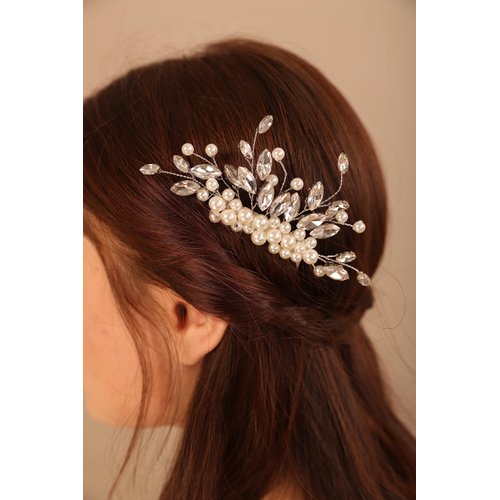 BERYUAN Bridal Pearls Crystal Rhinestone Hair Comb Pearls Beads Teardrop Crystal Hair Accessories Bridal Hair Piece for Wedding Boho Wedding Hair Comb for Brides Bridesmaid (gold)