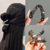 2pcs Small Claw Clips Stay-Put High Ponytail Rhinestone Metal Holders Anti-Sag Hair Clips for Bouncy High Ponytails for Women