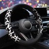 ZHOL Cow Print Steering Wheel Cover, Universal 14.5-15 inch Breathable Microfiber Leather Anti-Slip Car Steering Wheel Protector for Women Men, Black&White