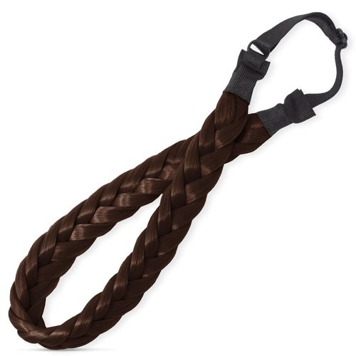 RPZL Fully Adjustable Braided Headband- Medium Auburn Brown | 2 Strand Hair Braid Headband- Color Match w/Highlights or Roots - Synthetic Hair Headband, Classic Braided Headbands for Women