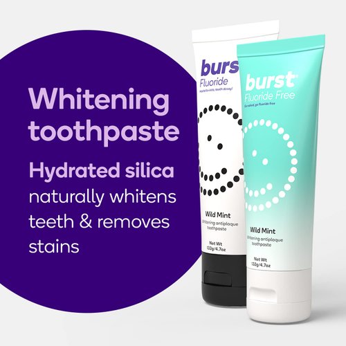 BURST Toothpaste with Cavity Fighting Fluoride - Whitening Toothpaste for Stain Removal - Sensitive Toothpaste with Xylitol – Vegan, Gluten Free, SLS Free Toothpaste - Wild Mint, 4.7oz (2 Pack)