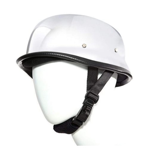 German Chrome Silver Novelty Skull Cap Half Helmet (Chrome, XL)