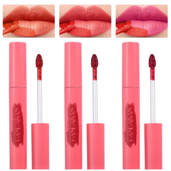 3 Colors Peel Off Matte Lip Liner Stain, Long Lasting Natural Peel Off Tattoo Lip Stain, Waterproof Smudge Proof Non-Stick Cup Lip Tint Peel Off Lip Gloss, Lip Makeup Gift for Women-01#02#03#