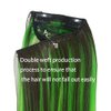 3/4 Full Head Clip In Hair Extensions Mixed Black And Fluorescent Green Color, 24" Long Straight One Piece Highlight Green Clip in Synthetic Hair Extensions For Fashion Girls And Women